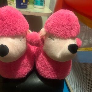 Pink Poodle Plush Slippers